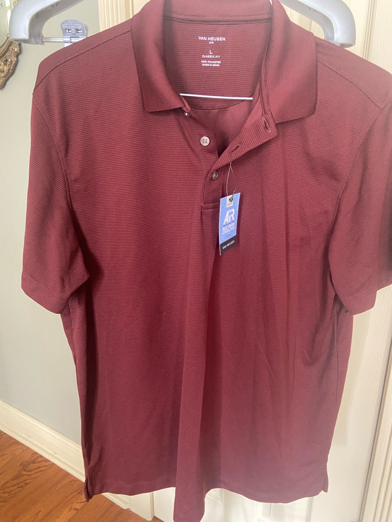 Van Heusen Men's Wicking Polo Shirt In Burgundy Red Size Large